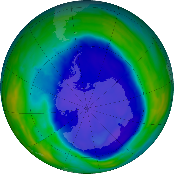 Antarctic ozone map for 18 September 2015
